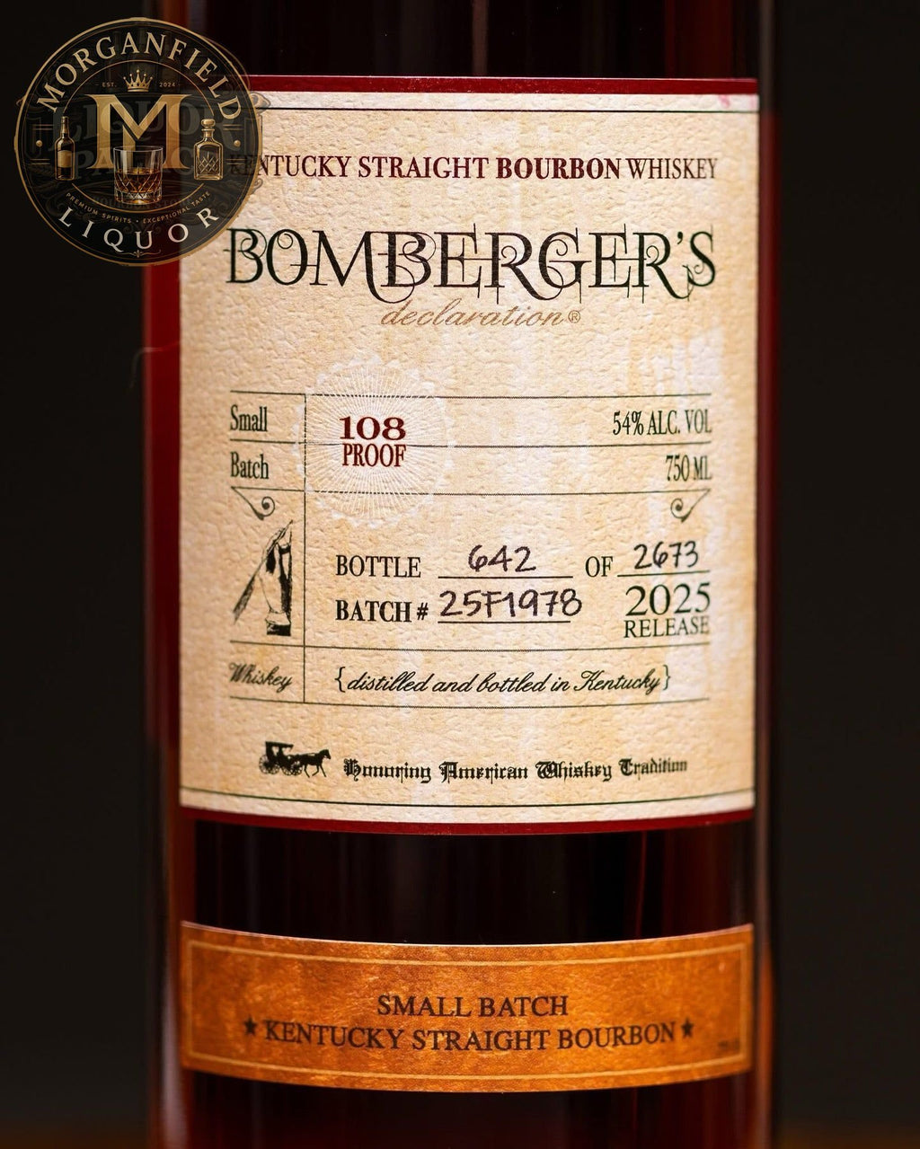 Bomberger’s Declaration 2025 Release – 54% ABV (108 Proof)